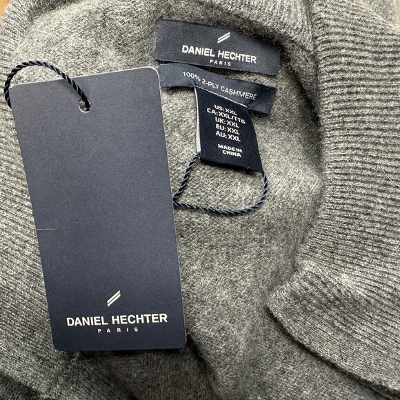 Daniel Hechter Paris 100% Cashmere Sweater Mens XXL Mock Neck 1/4 Zip Gray NWT - Picture 9 of 10